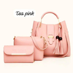 3 Pc Leather Hand Bag 